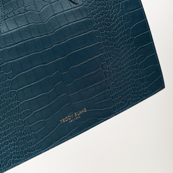 Teddy Blake Kate Croco 12" Blue Leather Tote - Picture 8 of 11